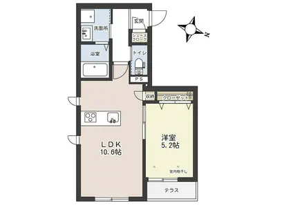 LA MERVEILLE URAWA(1LDK/1階)の間取り写真