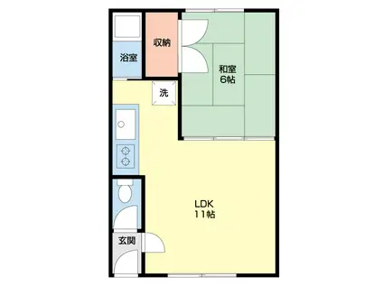 れんげそう(1LDK/2階)の間取り写真