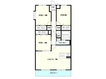 サウスコート(3LDK/3階)の間取り写真