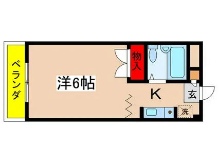 ヴューヒル(1K/3階)の間取り写真