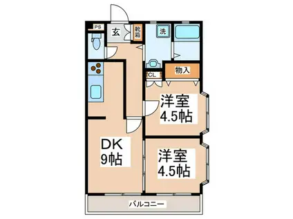 メゾンド・エスポワール(2DK/3階)の間取り写真