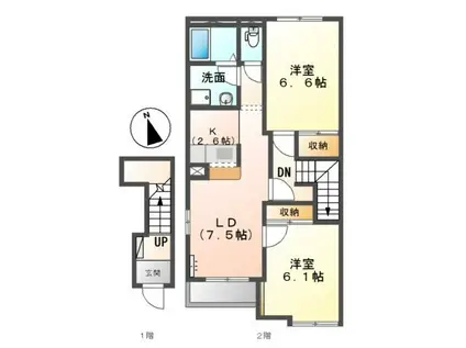 グランティス(2LDK/2階)の間取り写真