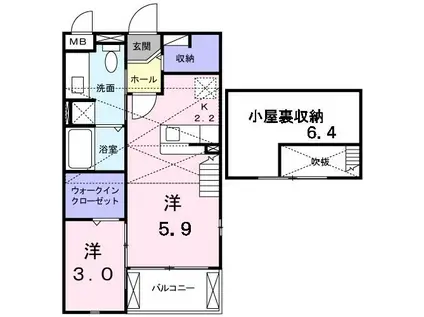 オンフォレストギオン(1LDK/2階)の間取り写真