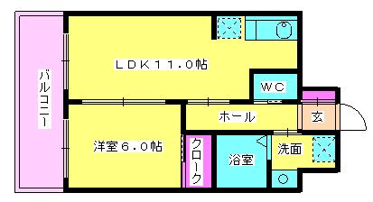 寿マンション(1LDK/7階)の間取り写真