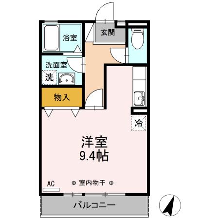 エスメール川合(ワンルーム/2階)の間取り写真