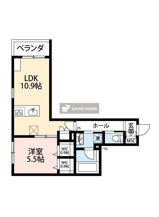 クラリス(1LDK/3階)の間取り写真