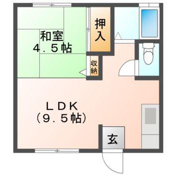 ヤマダハイツII(1LDK/1階)の間取り写真