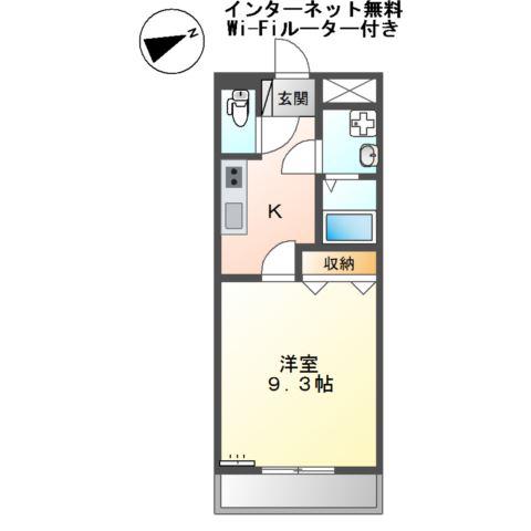 プリムローズ(1K/1階)の間取り写真