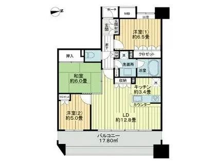 ル・サンク上の橋(3LDK/10階)の間取り写真