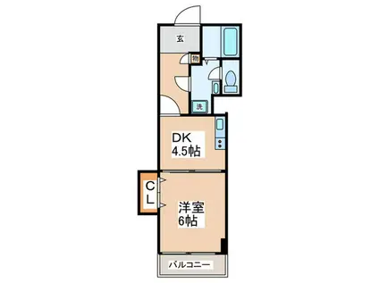 西道頓堀ハイツB棟(1DK/5階)の間取り写真