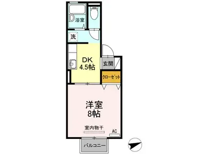 シャトル沖浜B(1DK/1階)の間取り写真