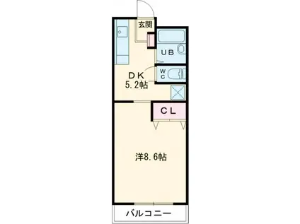 コフレ朝霧(1DK/2階)の間取り写真