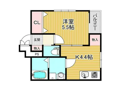 アリビア大観町(1DK/3階)の間取り写真