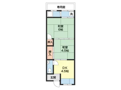 赤間アパート(2DK/1階)の間取り写真