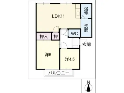 グレートタウン立川 C・D棟(2LDK/1階)の間取り写真