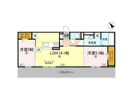 サンセール問屋町II(2LDK/1階)の間取り写真