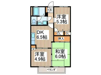 ハイツサンコー(3DK/2階)の間取り写真