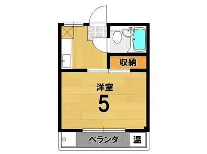 二軒茶屋マンション(1K/2階)の間取り写真