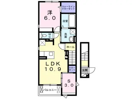 ラ ペ フランI(1LDK/2階)の間取り写真