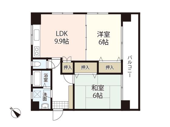 グリーンヒル吉村(2LDK/7階)の間取り写真