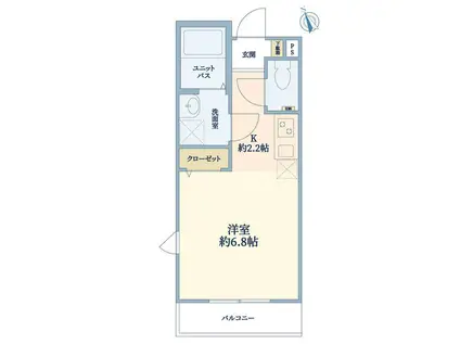 グリーンテラス(ワンルーム/2階)の間取り写真