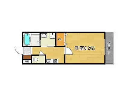 レジデンス禅昌院(1K/2階)の間取り写真