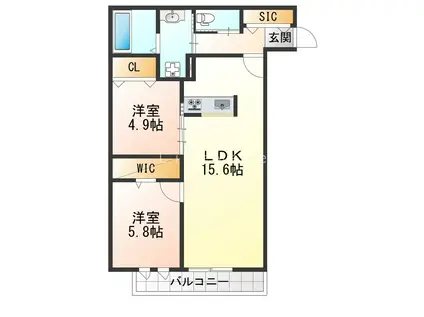 AQUILA須磨海浜公園(2LDK/2階)の間取り写真