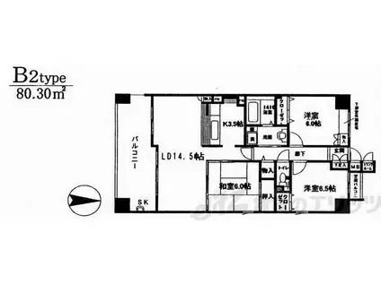 アンソレイエ(2SLDK/1階)の間取り写真