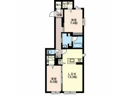 シャーメゾンステージ児玉(2LDK/1階)の間取り写真
