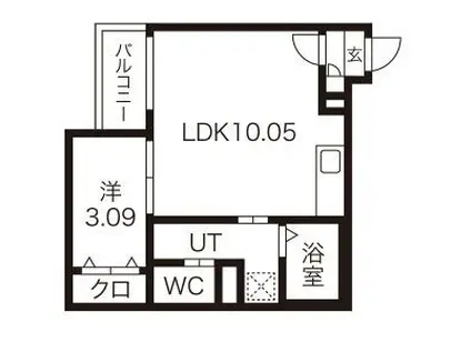 WARREN KANSEIII(1LDK/1階)の間取り写真