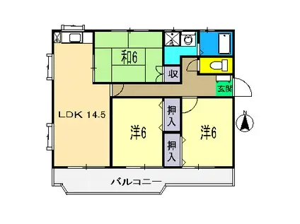 ロイヤルハウス比島A(3LDK/2階)の間取り写真