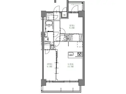 S-RESIDENCE上社AUREATE(2LDK/6階)の間取り写真