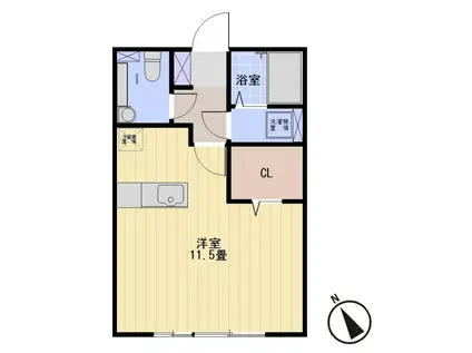 近藤伏見B棟(ワンルーム/1階)の間取り写真