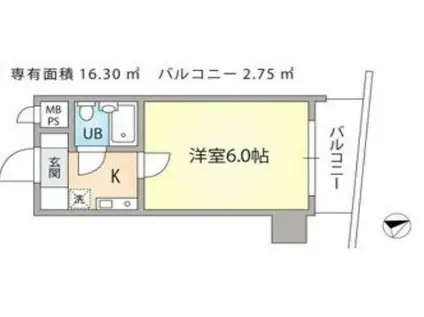 リブポート上野松が谷(1K/4階)の間取り写真