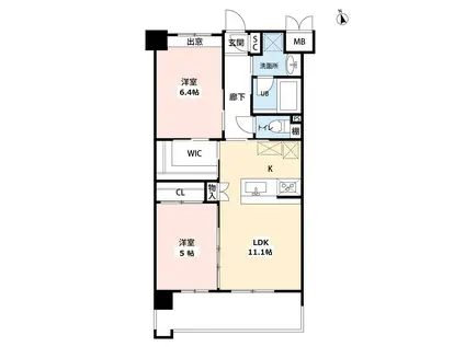 ウィングス西本町(2LDK/4階)の間取り写真