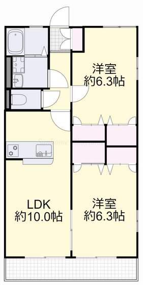 ボヌール関A(2LDK/1階)の間取り写真