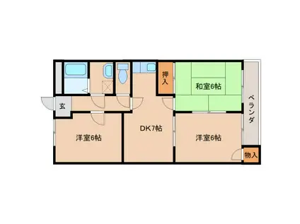 コミュニティみかど(3DK/1階)の間取り写真