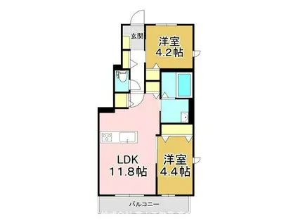 GLOIRE遠賀野 A棟(2LDK/1階)の間取り写真