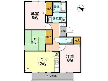 ジュネスマノアールI(2LDK/2階)の間取り写真