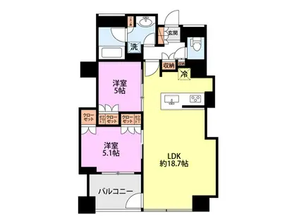 アイコニックタワー 新潟ステーション(2LDK/24階)の間取り写真
