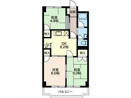 グリーンハイツフジタ(3DK/5階)の間取り写真