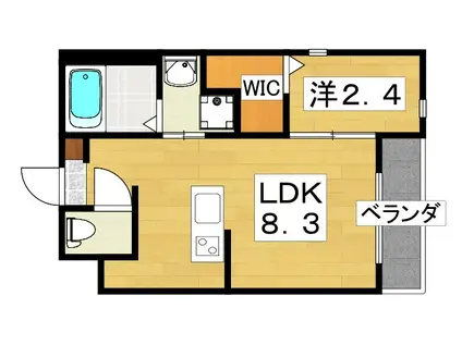 リアコート枚方御殿山サウス(1LDK/2階)の間取り写真