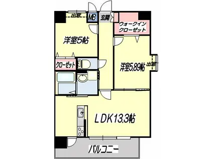 エレイネ須屋(2LDK/6階)の間取り写真
