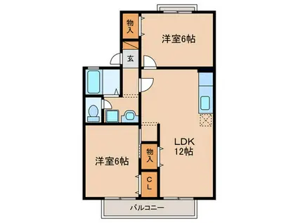 サニーフィールドII(2LDK/2階)の間取り写真