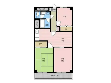 フレイジョア鴨居(3DK/4階)の間取り写真