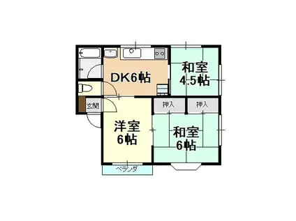 パークソニアII(3DK/2階)の間取り写真