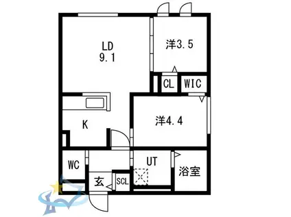 アルファスクエアN2(2LDK/2階)の間取り写真