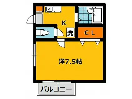 メゾンドソレイユ(1K/1階)の間取り写真