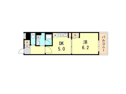 BACCHUS神戸ウエスト(1DK/3階)の間取り写真