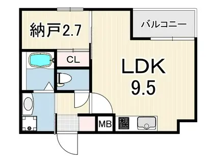 ワコーレヴィータ神戸山本通(1LDK/1階)の間取り写真